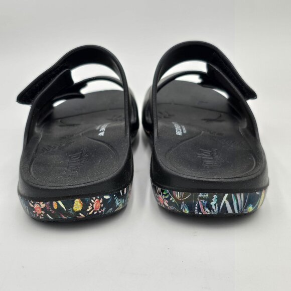 Alegria Recover Me Fruit Punch Slip On Slide Sandals Sz 37/US 7 Black Floral - Picture 6 of 12
